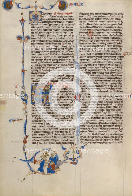 Initial O: Bishops and Monks; Abbey Bible, about 1250-1262. Creator: Unknown.