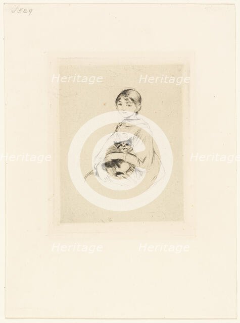 Young Girl with a Cat, 1889. Creator: Berthe Morisot.