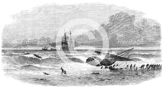 Suppression of the Slave Trade...running on shore of a slave-dhow to escape capture, 1869. Creator: Unknown.