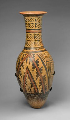 Urn Painted with a Geometric Textile-like Pattern, A.D. 1100/1500. Creator: Unknown.