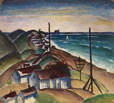 Untitled (Seascape with Houses on Beach). Creator: Unknown.