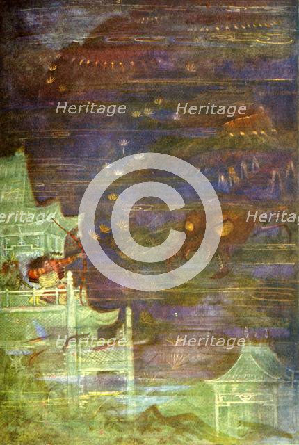 'Hidesato and the Centipede', 1912. Creator: Evelyn Paul.