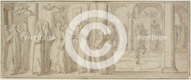 Procession of Nuns and Novices Honoring a Male Saint, n.d. Creator: Unknown.