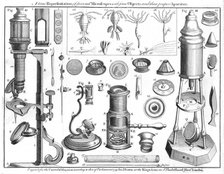 Microscopes and microscopical objects, 1750. Artist: Unknown