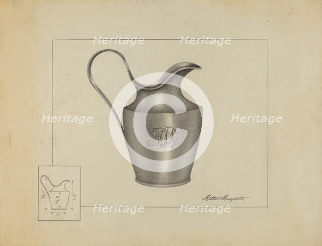 Silver Creamer, c. 1937. Creator: Matthew Mangiacotti.