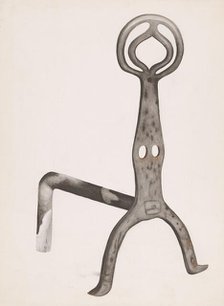 Wrought Iron Andiron, c. 1936. Creator: Natalie Simon.