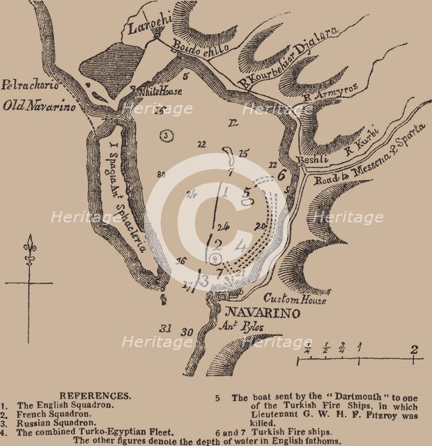 Map of Navarino bay, First quarter of 19th cen.. Artist: Anonymous master  