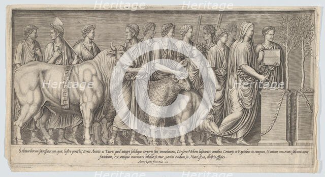 Pagan Sacrifice, after an Antique Bas Relief, 1553., 1553. Creator: Nicolas Beatrizet.