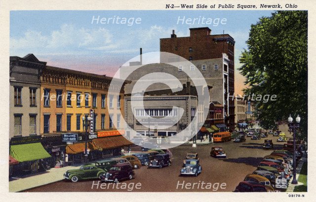 West side of Public Square, Newark, Ohio, USA, 1940. Artist: Unknown