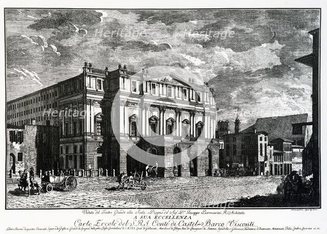 View of the Teatro Grande alla Scala, Late 18th century. Creator: Aspari, Domenico (1745-1831).