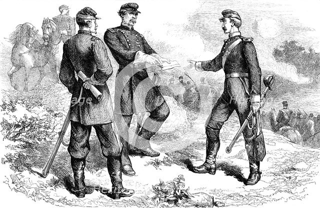 General McClellan at the battle of Antietam, American Civil War, 1862 (c1880). Artist: Unknown