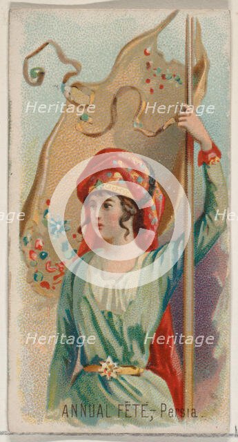 Annual Fête, Persia, from the Holidays series (N80) for Duke brand cigarettes, 1890., 1890. Creator: George S. Harris & Sons.