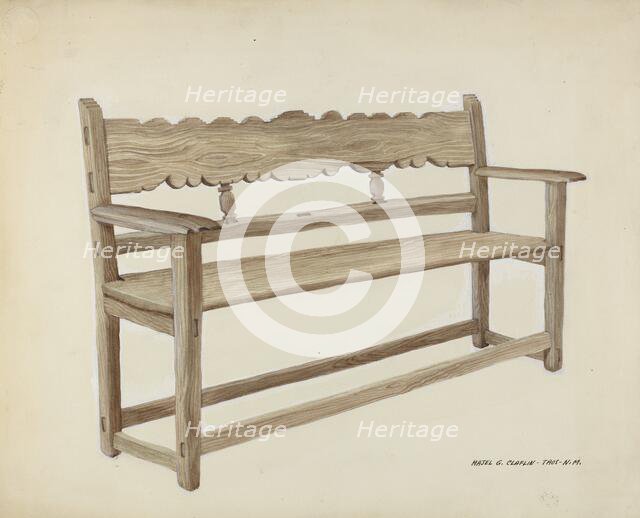 Church Bench - Wooden, c. 1937. Creator: Majel G. Claflin.