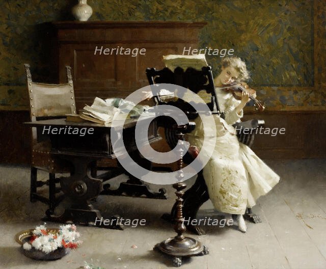 The violinist. Creator: Bedini, Paolo Giovanni (1844-1924).