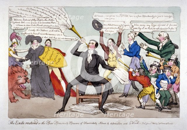 'The exile restored...', 1820. Artist: Anon
