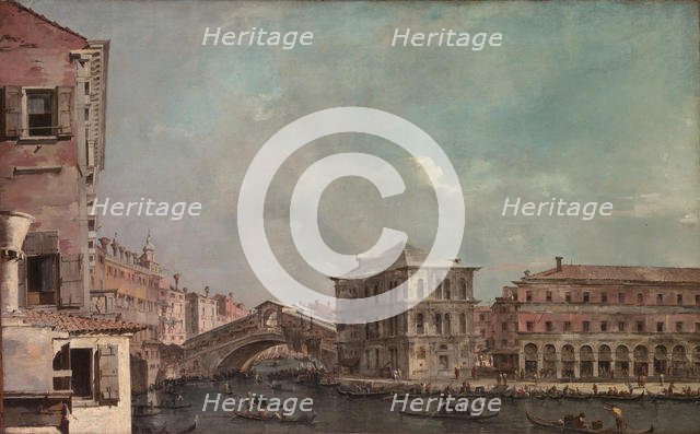 The Grand Canal above the Rialto, late 1760s. Creator: Francesco Guardi.