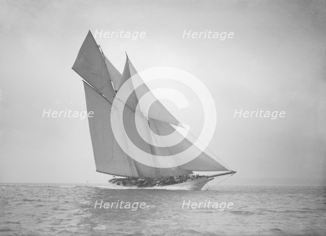 The beautiful schooner 'Cetonia' making good headway, 1911. Creator: Kirk & Sons of Cowes.