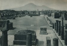 View of the forum with Mount Vesuvius in the distance, Pompeii, Italy, 1927. Artist: Eugen Poppel.