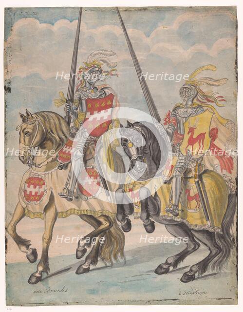 Knights with the family arms of Brandes and Hirschman, 1770-1808. Creator: Jan Brandes.