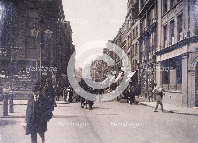 Barbican (Street) from the end of Red Cross Street and Golden Lane, London, c1920. Artist: Anon