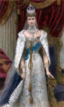 Queen Alexandra in full coronation robes, 1902. Artist: Unknown