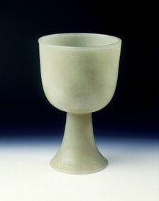 Jade stem cup, Chinese, 12th-14th century. Artist: Unknown