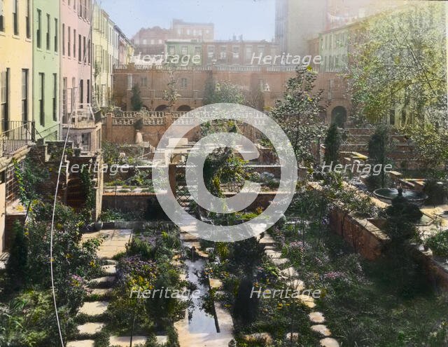 Turtle Bay Gardens, 227-247 East 48th Street and 228-246 East 49th Street, New York, New York, 1920. Creator: Frances Benjamin Johnston.