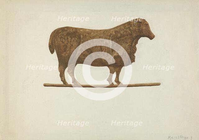 Small Sheep Weather Vane, 1935/1942. Creator: Mildred E Bent.