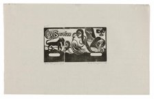 Three People, a Mask, a Fox and a Bird, headpiece forLe sourire, 1899, printed and published 1921. Creator: Paul Gauguin.