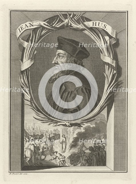 Portrait of John Hus, 1712. Artist: Picart, Bernard (1673–1733)