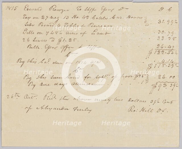 Account of taxable property, including enslaved persons, owned by Edward Rouzee, October 26, 1815. Creator: Unknown.