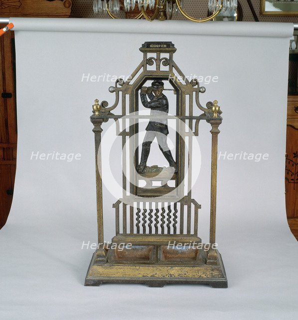 An iron umbrella stand, 1890s. Artist: Unknown