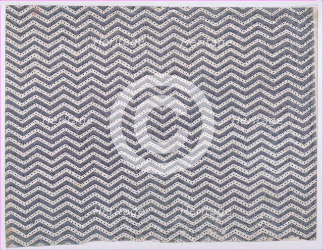Sheet with overall curved abstract pattern, 19th century. Creator: Anon.