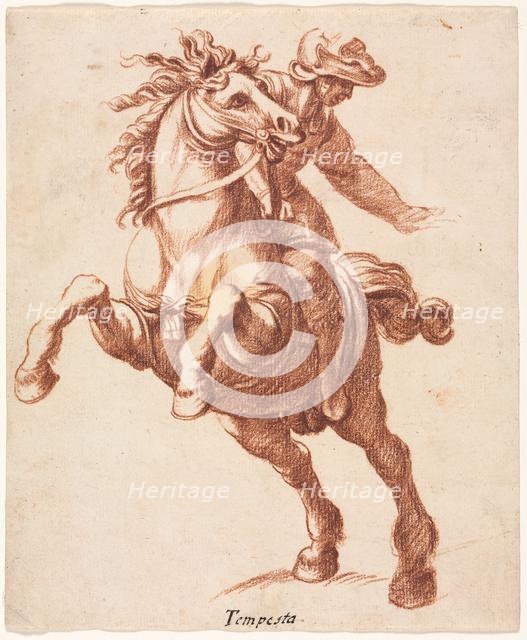 Rearing Horse and Rider, c. 1600?. Creator: Antonio Tempesta (Italian, 1555-1630), attributed to.