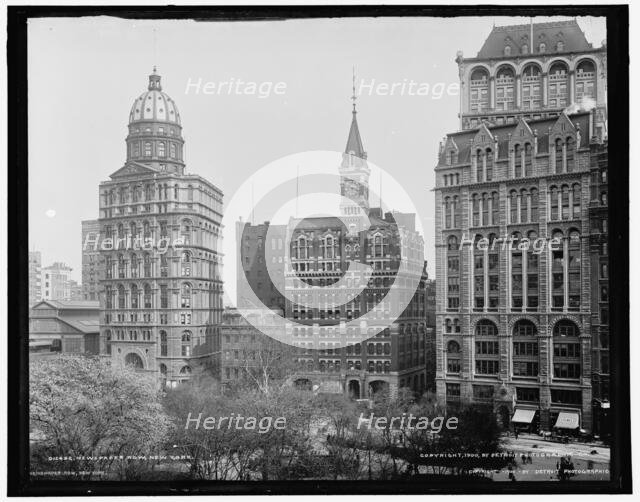Newspaper Row, Park Row, New York, c1900. Creator: Unknown.