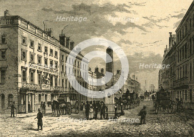 'New Bridge Street and the Obelisk in 1755', (1897).  Creator: Unknown.