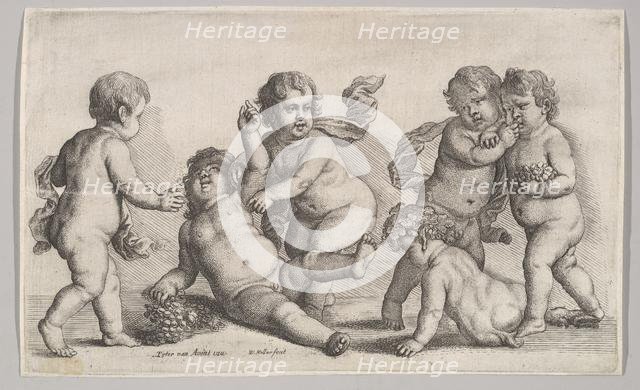Five boys and a satyr, 1625-77. Creator: Wenceslaus Hollar.