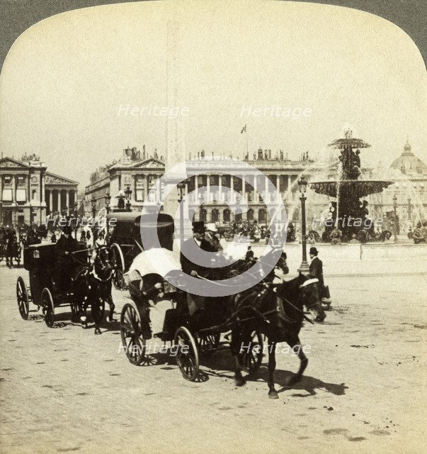 The obelisk and fountain, Place de la Concorde, Paris, France, 19th century.Artist: Underwood & Underwood