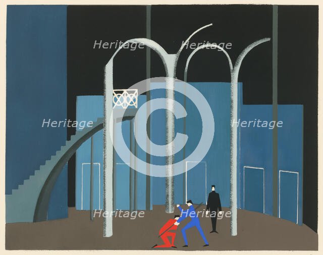 Scenic design from the portfolio Décors de Théâtre, 1930. Creator: Exter, Alexandra Alexandrovna (1882-1949).