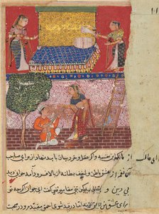Page from Tales of a Parrot (Tuti-nama): Sixteenth night: The daughter-in-law of the king…, c. 1560. Creator: Unknown.