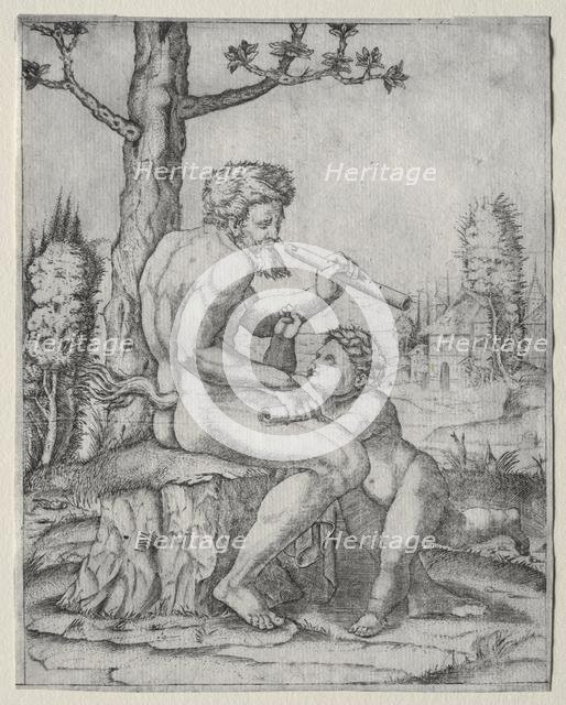 Faun and Child, c. 1509. Creator: Marcantonio Raimondi (Italian, 1470/82-1527/34).