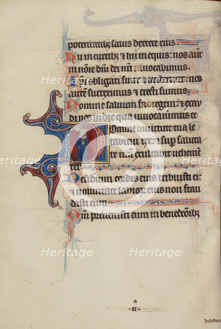 Initial D: God Crowning David; Bute Psalter, text and illumination about 1285. Creator: Bute Master.