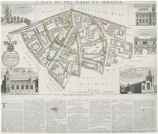 Map of Aldgate Ward, City of London, 1739. Artist: RW Seale