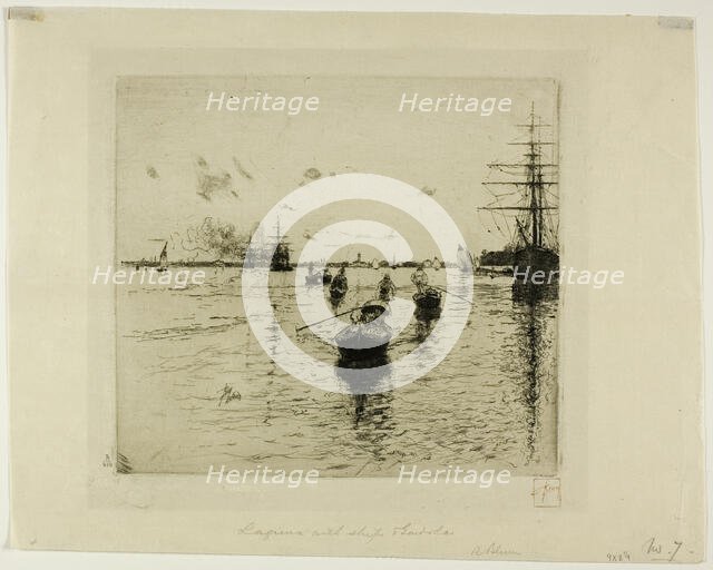 Lagune with Steamers and Gondolas, Venice, 1885. Creator: Robert Frederick Blum.