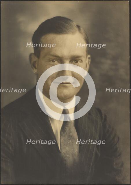 Portrait of a Man in Pinstripe Suit, 1907-1943. Creator: Louis Fleckenstein.