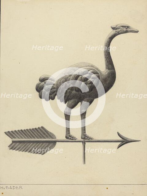 Ostrich Weather Vane, c. 1937. Creator: Herman Bader.