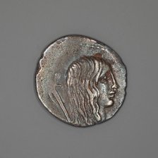 Denarius (Coin) Depicting a Female Head, about 48 BCE. Creator: Unknown.