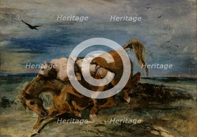 Mazeppa on the Dying Horse , 1824. Creator: Delacroix, Eugène (1798-1863).