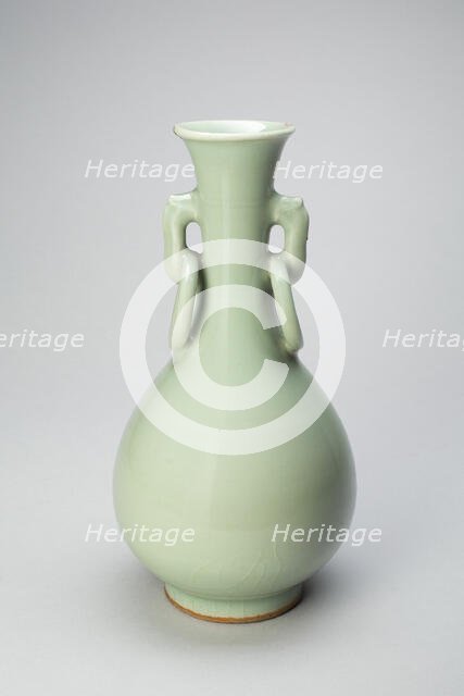 Pear-Shaped Vase with Dragon-Head Ring Handles, Yuan dynasty (1279-1368), 14th century. Creator: Unknown.
