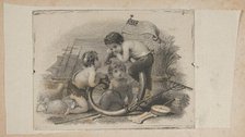 Banknote vignette with three putti as a shepherd, a farmer, and a sailor, ca. 1824-37. Creator: Attributed to Asher Brown Durand.